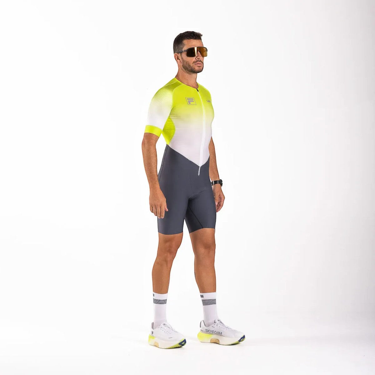 Macaquinho Triathlon c/ manga Carbon Collab FILA Woom Masculino