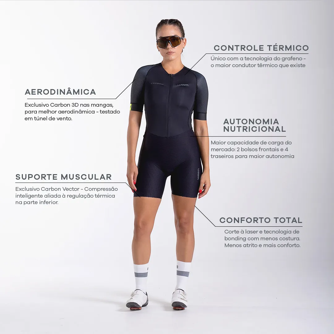 Macaquinho Triathlon c/ manga Carbon Revolution Woom Feminino II