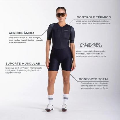 Macaquinho Triathlon c/ manga Carbon Revolution Woom Feminino II