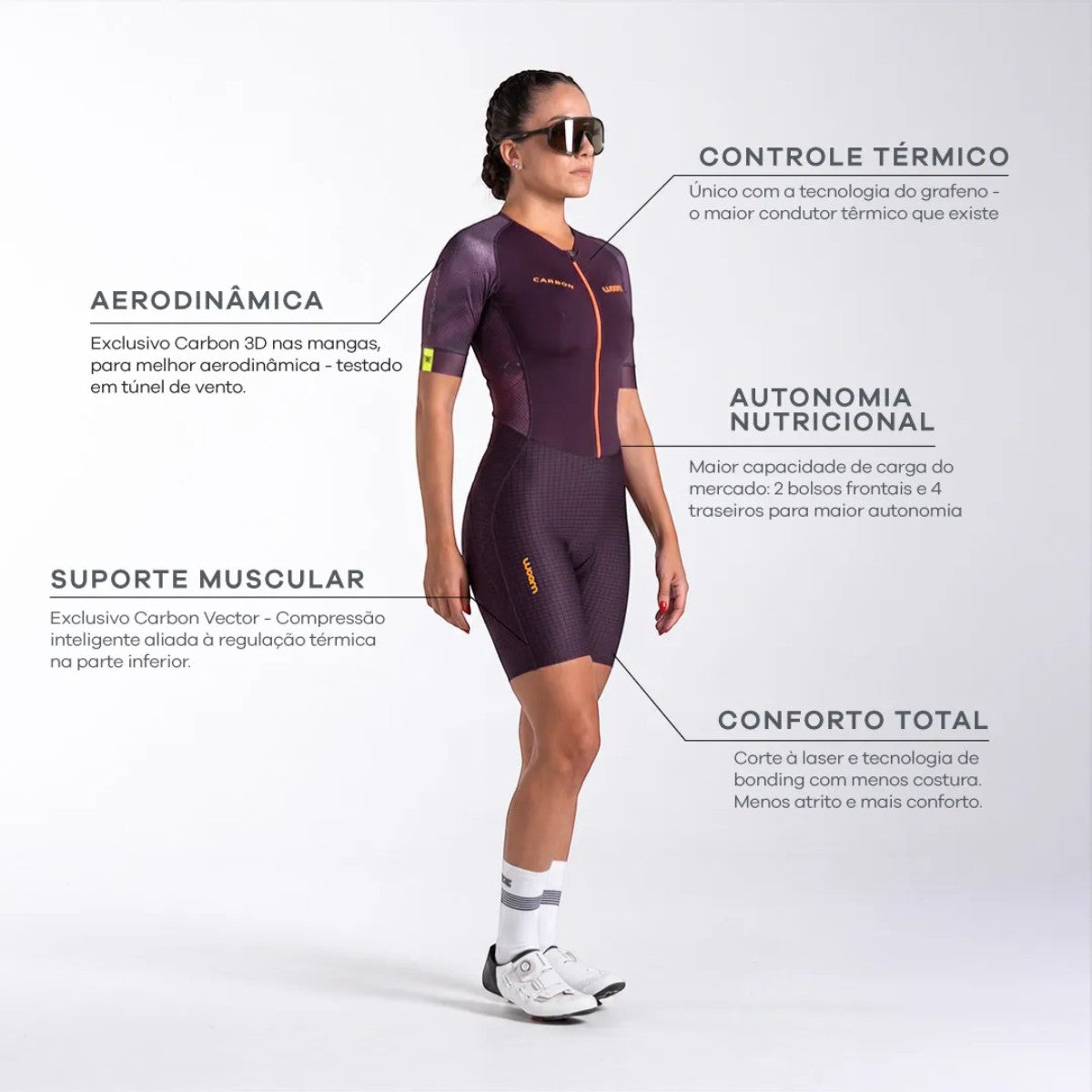Macaquinho Triathlon c/ manga Carbon Revolution Woom Feminino II