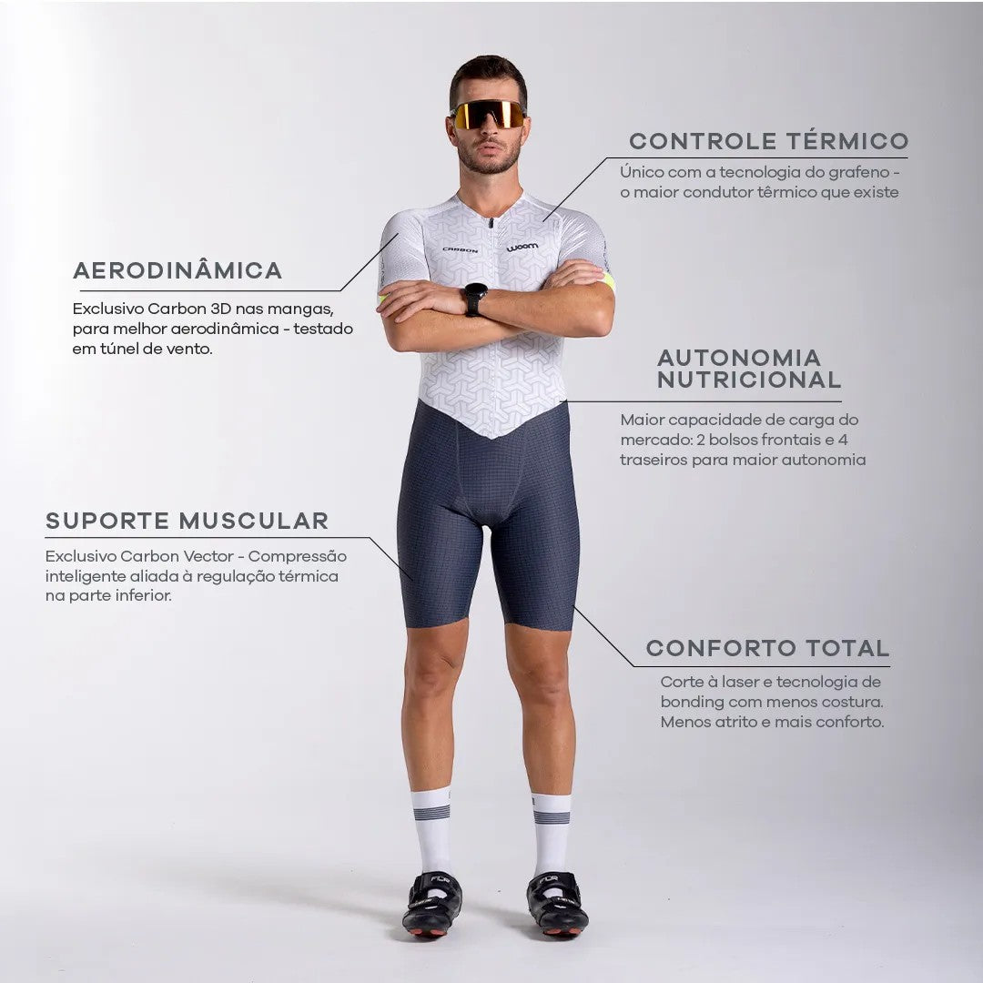 Macaquinho Triathlon com manga Carbon Revolution Woom Masculino II