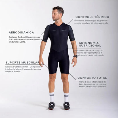 Macaquinho Triathlon com manga Carbon Revolution Woom Masculino II